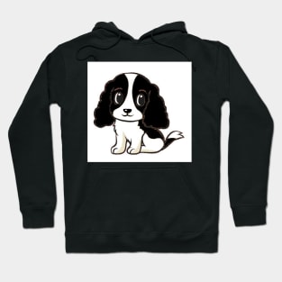 cavalierr king charles spaniel black and white cartoon Hoodie